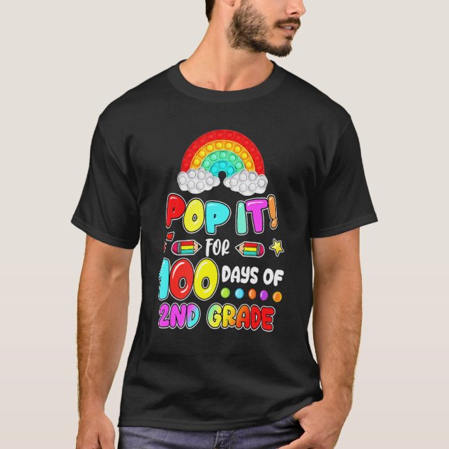 Camiseta 100th Day Of School Pop It 100 Days Of 2nd Grade F (Anverso)