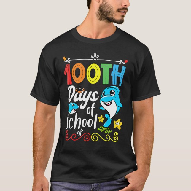 Camiseta 100th Day Of School Shark Hello Grade Back To Scho (Anverso)