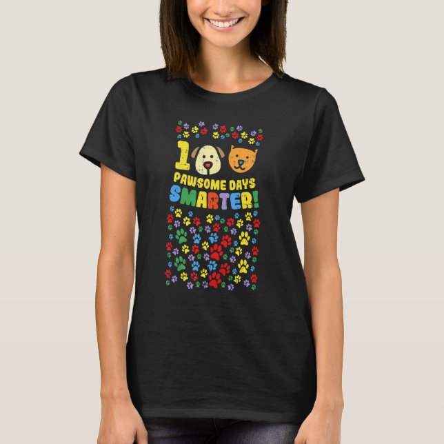 Camiseta 100th Day Of School Shirt 100 Pawsome Smarter Dog  (Anverso)
