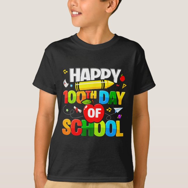 Camiseta 100th Day Of School Shirt For Teachers Kids Happy  (Anverso)