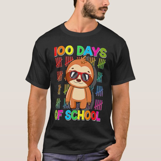 Camiseta 100th Day of School Sloth Happy 100 Days Smarter S (Anverso)