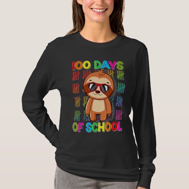Camiseta 100th Day of School Sloth Happy 100 Days Smarter S (Anverso)
