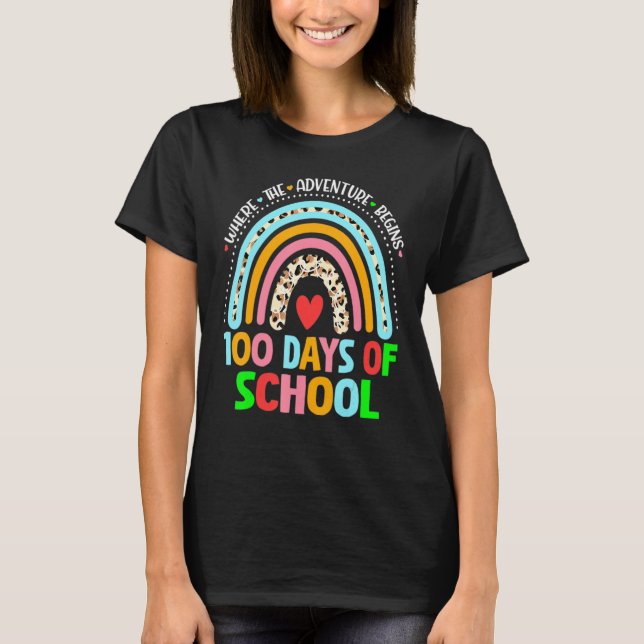 Camiseta 100th Day Of School Teacher 100 Days Smarter Leopa (Anverso)