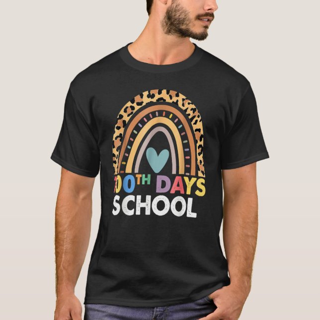 Camiseta 100th Day Of School Teacher 100 Days Smarter Leopa (Anverso)