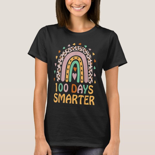 Camiseta 100th Day of School Teacher  100 Days Smarter Rain (Anverso)