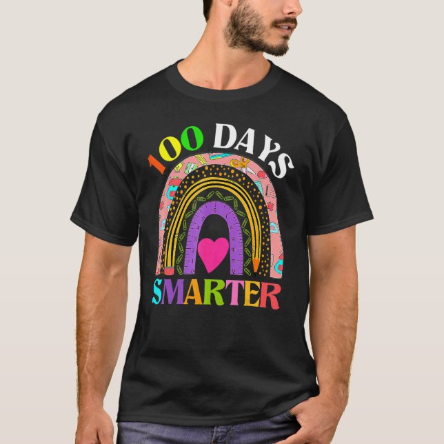 Camiseta 100th Day Of School Teacher  100 Days Smarter Rain (Anverso)