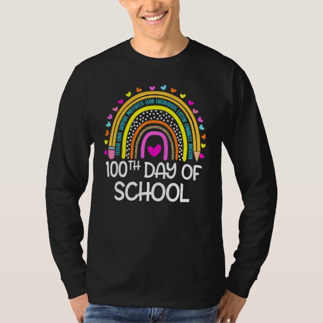 Camiseta 100th Day Of School Teacher  100 Days Smarter Rain (Anverso)