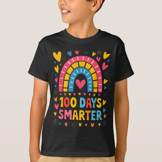 Camiseta 100th Day Of School Teacher 100 Days Smarter Rainb (Anverso)