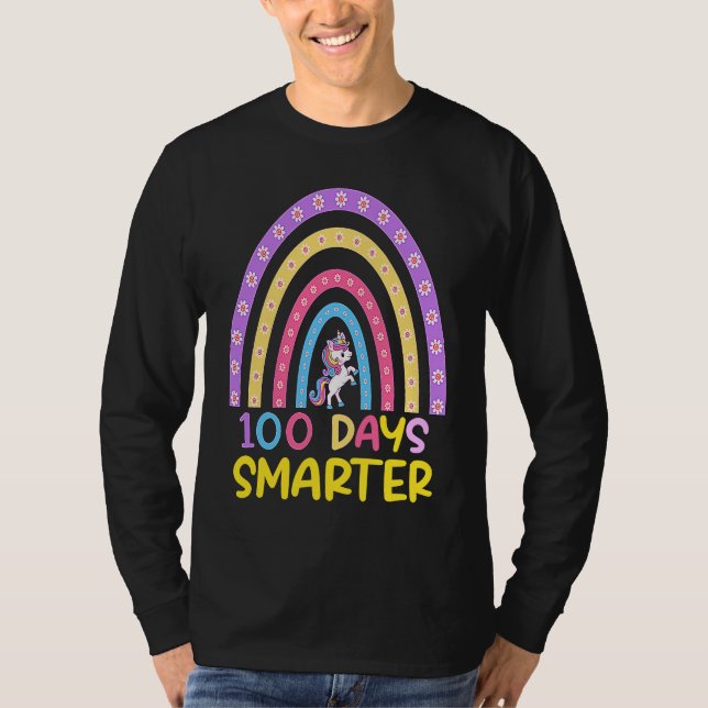 Camiseta 100th Day of School Teacher 100 Days Smarter Rainb (Anverso)