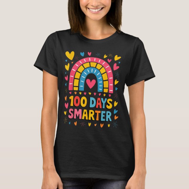 Camiseta 100th Day Of School Teacher 100 Days Smarter Rainb (Anverso)
