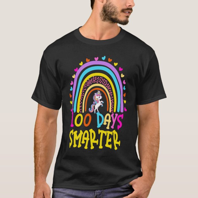 Camiseta 100th Day of School Teacher 100 Days Smarter Rainb (Anverso)