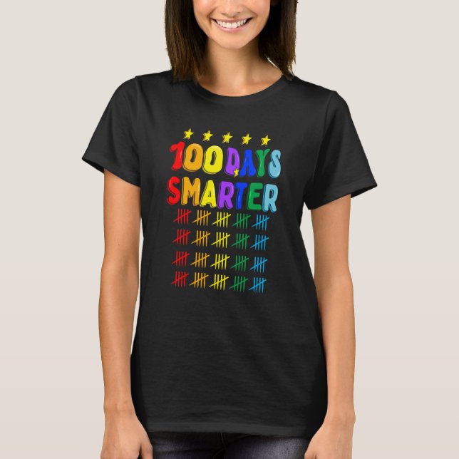 Camiseta 100th Day of School Teachers Kids 100 Days Smarter (Anverso)
