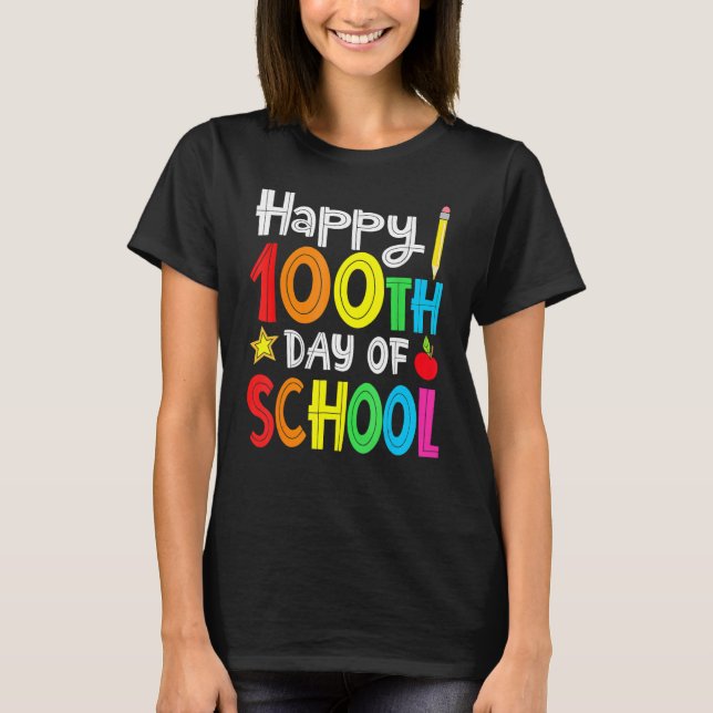 Camiseta 100th Day of School Teachers Kids Child Happy 100  (Anverso)