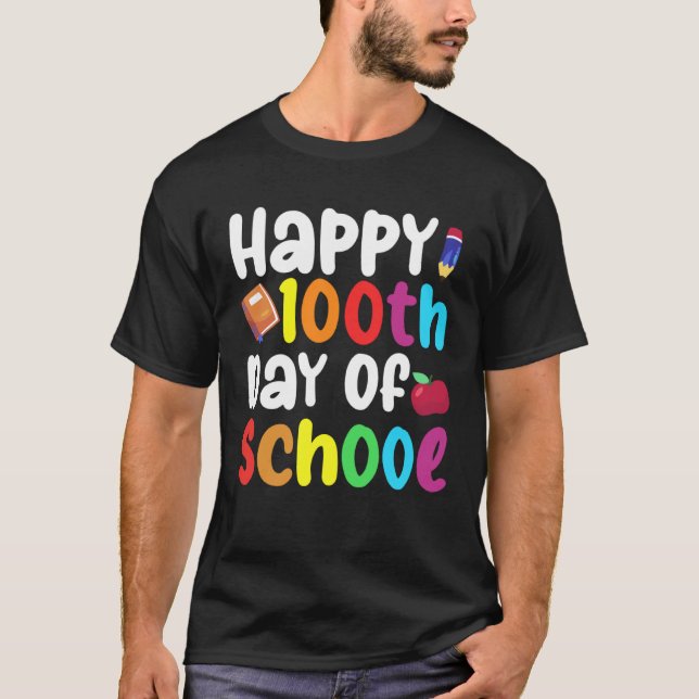 Camiseta 100th Day of School Teachers Kids Child Happy 100  (Anverso)