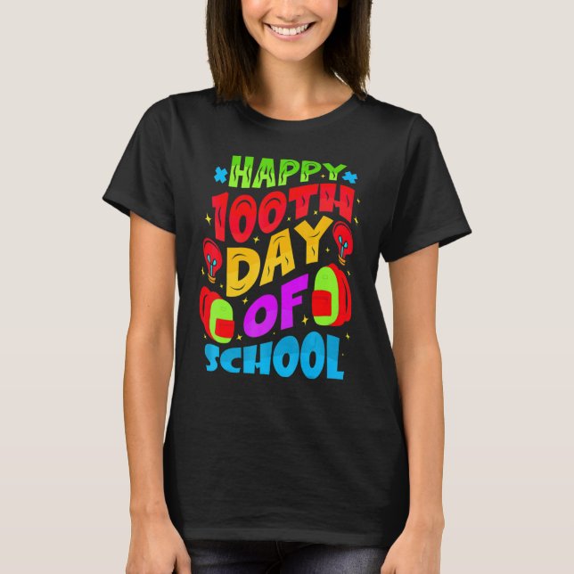 Camiseta 100th Day of School Teachers Kids Child Happy 100  (Anverso)