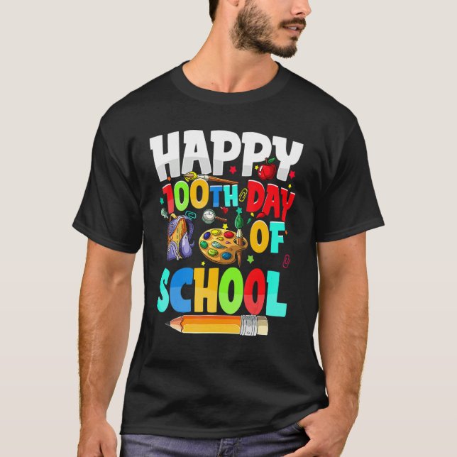 Camiseta 100th Day Of School Teachers Kids Happy 100 Days O (Anverso)