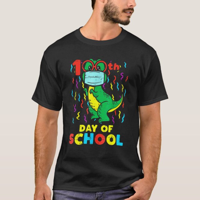 Camiseta 100th Day Of School Trex In Mask 100 Days Quaranti (Anverso)