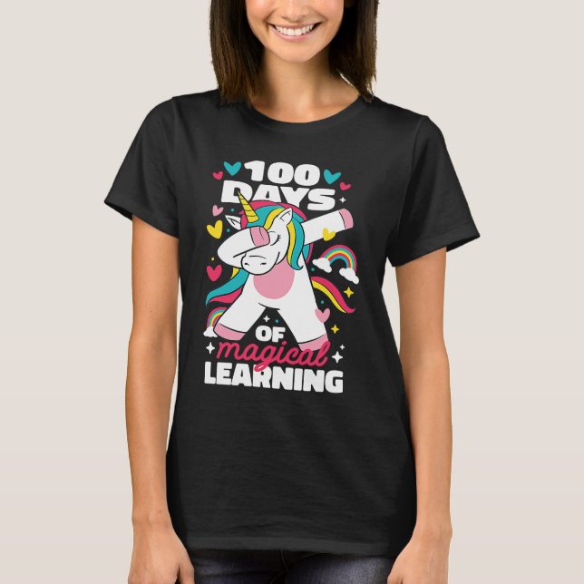 Camiseta 100th Day of School Unicorn 100 Magical Days Teach (Anverso)