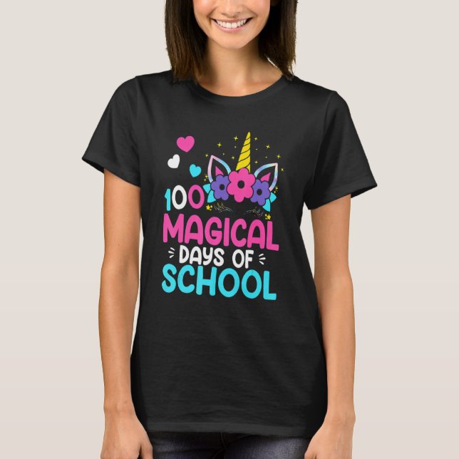 Camiseta 100th Day of School Unicorn 100 Magical Days Teach (Anverso)