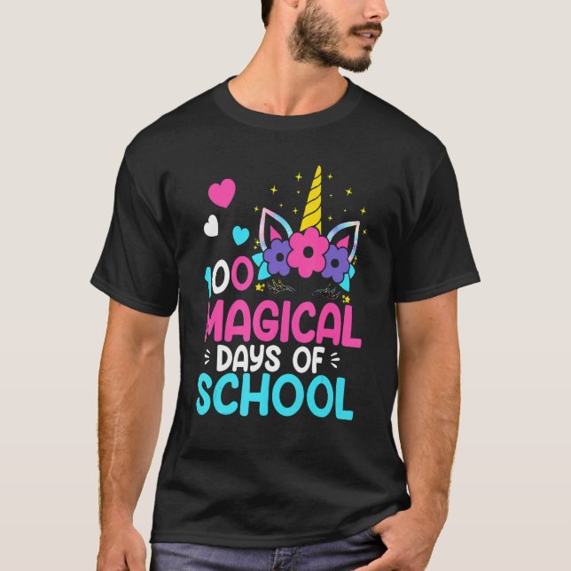 Camiseta 100th Day of School Unicorn 100 Magical Days Teach (Anverso)