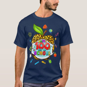 Camiseta 100th Day Of School Virtual Apple Leopard Mask Tea
