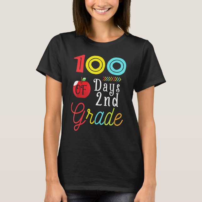 Camiseta 100th Day Second Grade Student Gift 100 Days Of Sc (Anverso)