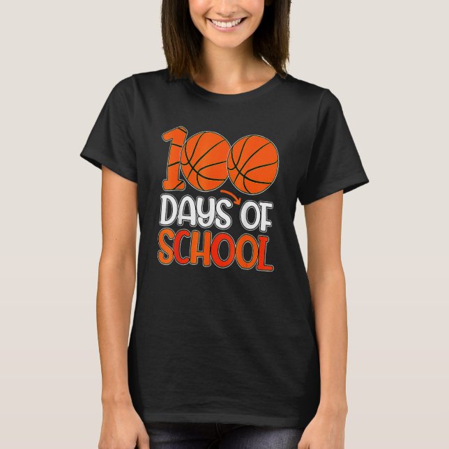 Camiseta 100th Day Student Boys Girls Basketball 100 Days O (Anverso)