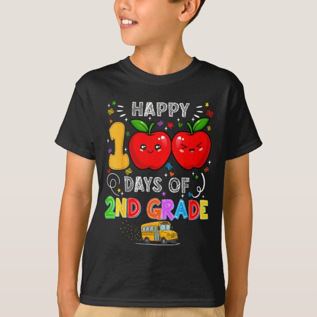 Camiseta 100th Days Of 2nd Grade 100 Days Toddler Girl  (Anverso)