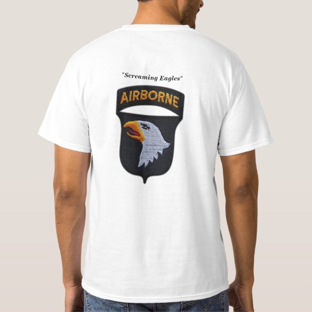 Camiseta 101.ᵉʳ parche de la división aérea de ABN gritando (Reverso)