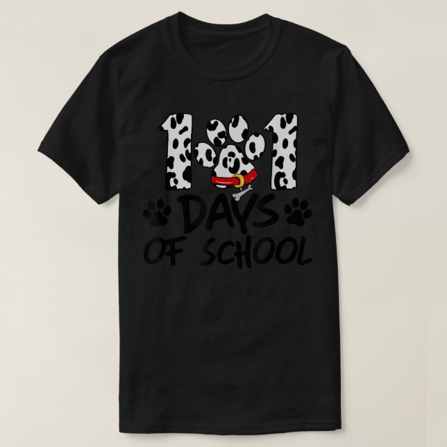 Camiseta 101 días de clases de perros escolares añoran 100  (Diseño del anverso)