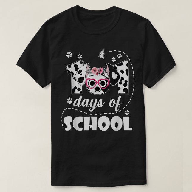 Camiseta 101 días de clases en estudiantes de perro dálmata (Diseño del anverso)