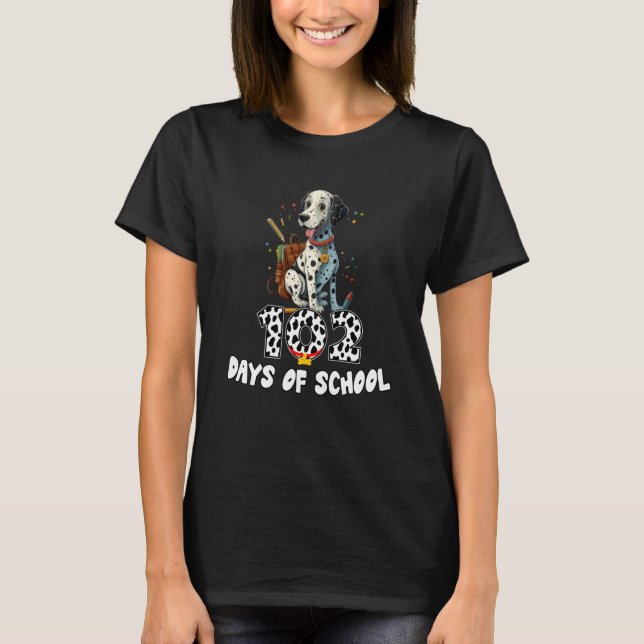 Camiseta 102 Days Of School Dalmatian Dog 102 Day Smarter K (Anverso)