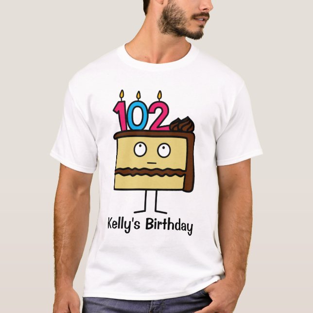 Camiseta 102o Torta de cumpleaños con las velas (Anverso)