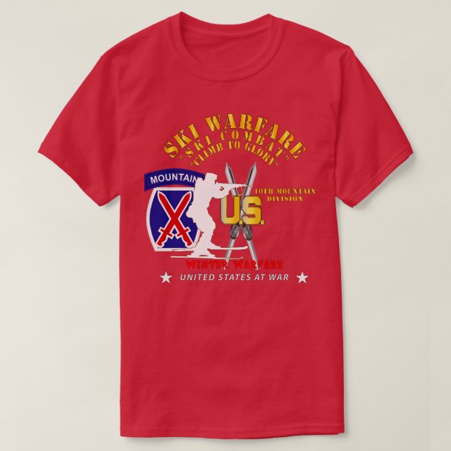 Camiseta 10.ª División de Esquí Guerra de Esquí Vino de Com (Diseño del anverso)
