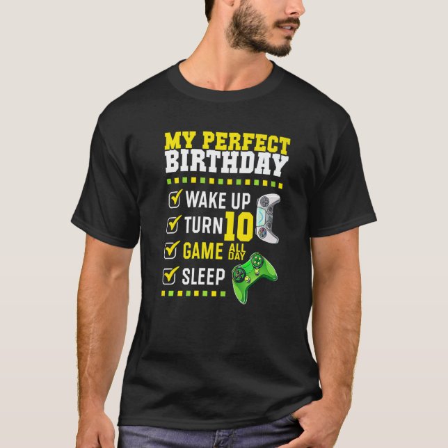 Camiseta 10.ª fiesta de cumpleaños perfecta para los jugado (Anverso)