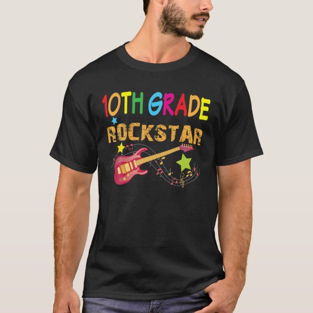 Camiseta 10.ª Guitarra Eléctrica Rockstar De Nuevo A (Anverso)