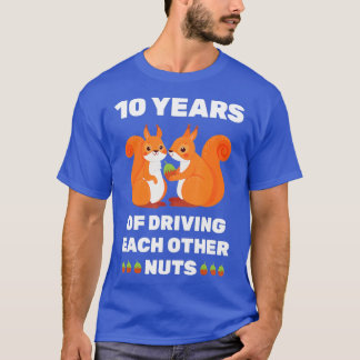Camiseta 10.ª Pareja graciosa de 10 años de Boda de estaño 