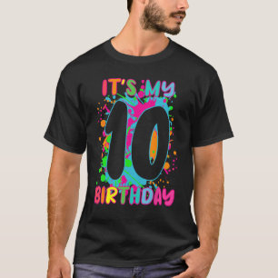 Camiseta 10.ª pintura al cumpleaños salpicó a los niños chi