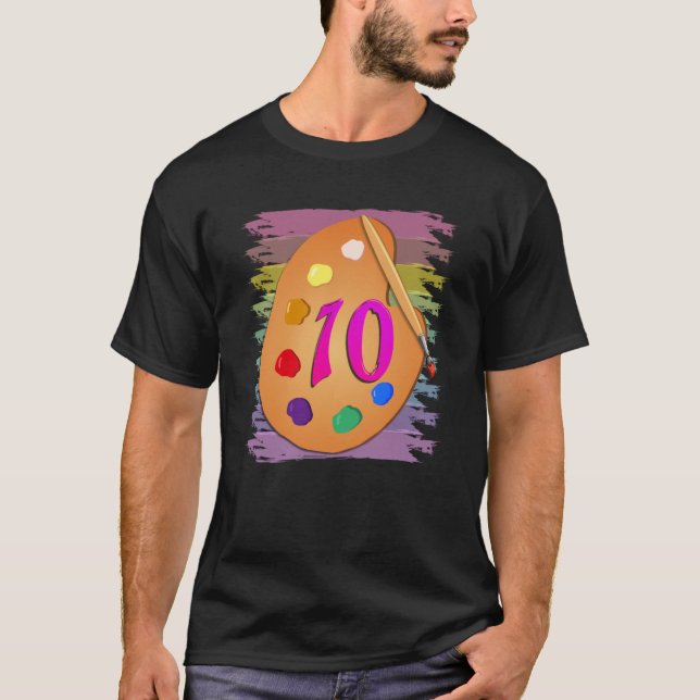 Camiseta 10.ª pintura de cumpleaños niños Chicas de 10 años (Anverso)