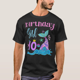 Camiseta 10.ª sirena Chica de cumpleaños con 10 años de eda