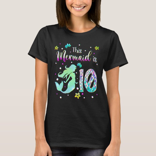 Camiseta 10.ª Sirenita De Cumpleaños Es Para Chicas 10 Años (Anverso)