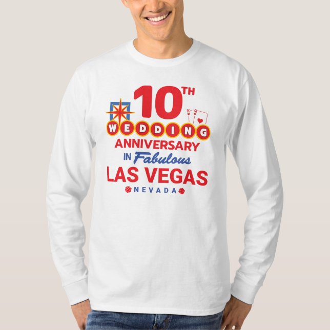 Camiseta 10.º Aniversario Boda Parejas Las Vegas (Anverso)