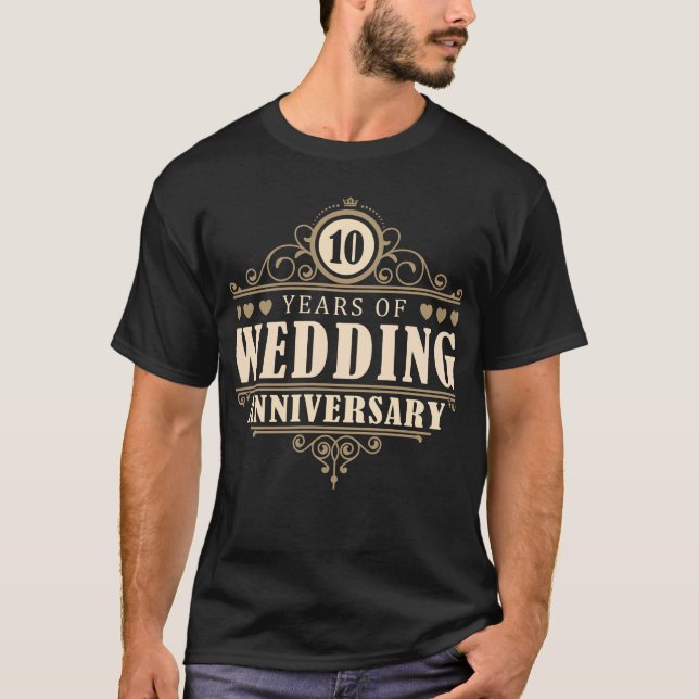 Camiseta 10.º Aniversario del Boda (Esposo) (Anverso)