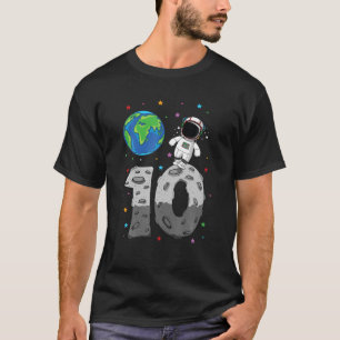 Camiseta 10.º astronauta de cumpleaños planeta luna tierra,