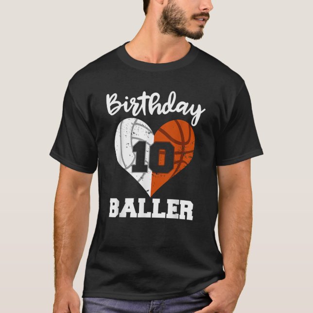 Camiseta 10.º Baller de cumpleaños divertido voleibol de 10 (Anverso)