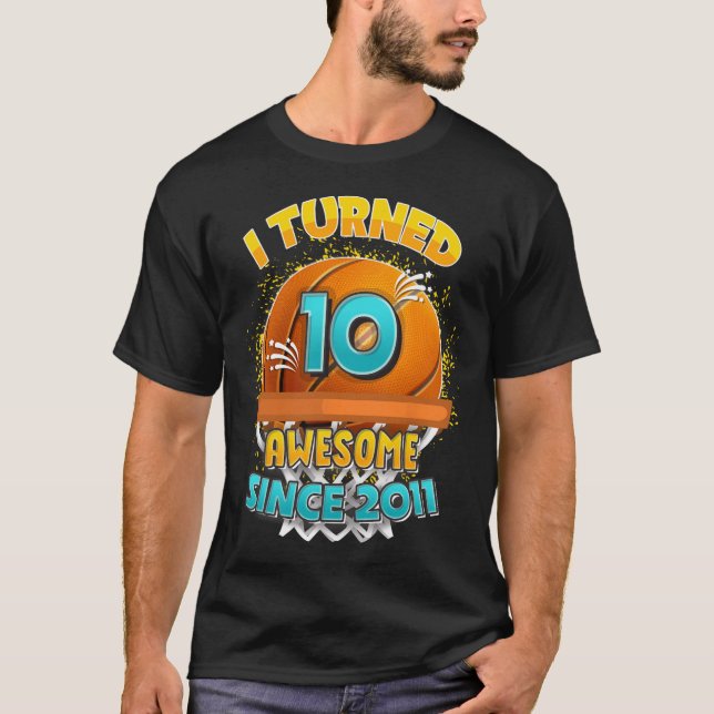 Camiseta 10.º Básquetbol de cumpleaños que cumplí 10 años (Anverso)