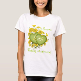 Camiseta 10.º Boda Aniversario Fiesta Wildflower Hearts