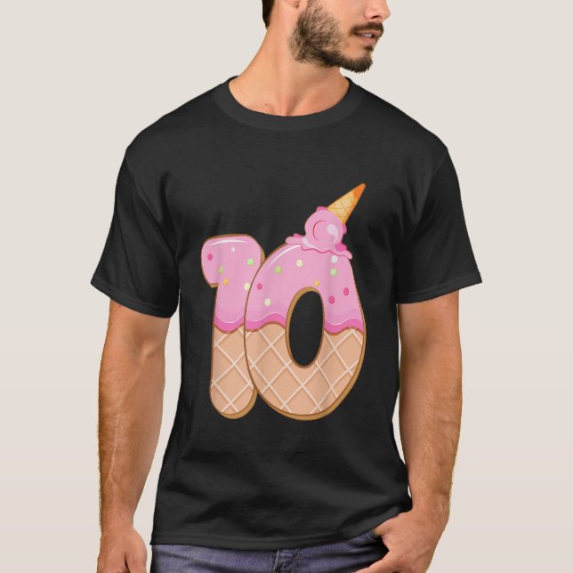 Camiseta 10.º Chica de cumpleaños 10 años Crema de hielo nú (Anverso)