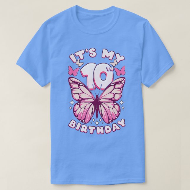Camiseta 10.º Chica de cumpleaños 10 años mariposas y númer (Diseño del anverso)