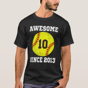 Camiseta 10.º Chica De Cumpleaños De Softball De Más De 10 